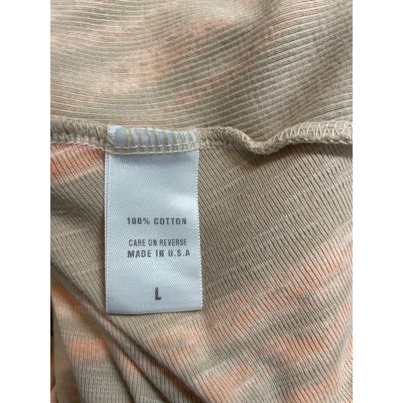 Barbara Lesser Tan Orange Stripe Handkerchief Hem Tank Dress Cotton Women Large - Picture 7 of 8